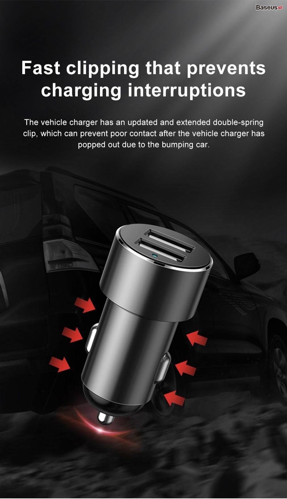 tẩu sạc đa năng tích hợp chia cổng sạc Baseus High Efficiency 1 to 2 Cigarette Lighter
