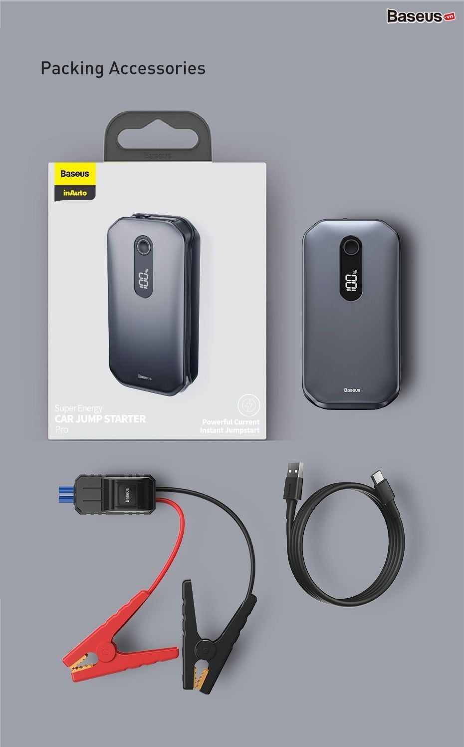 Bộ kích bình ô tô Baseus Super Energy pro 12000mAh