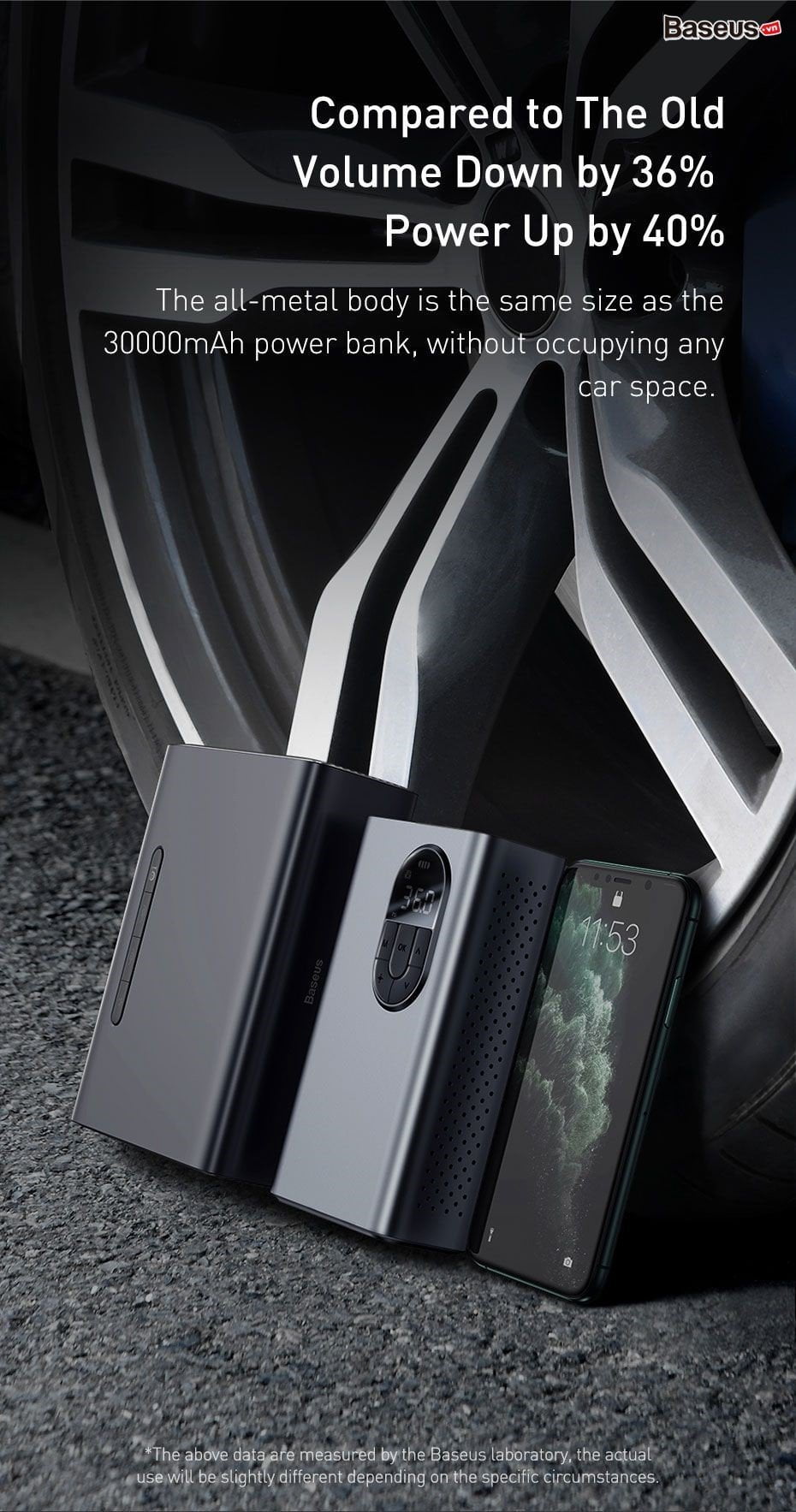 Bơm Lốp Ô Tô Baseus 2500mAh sạc pin