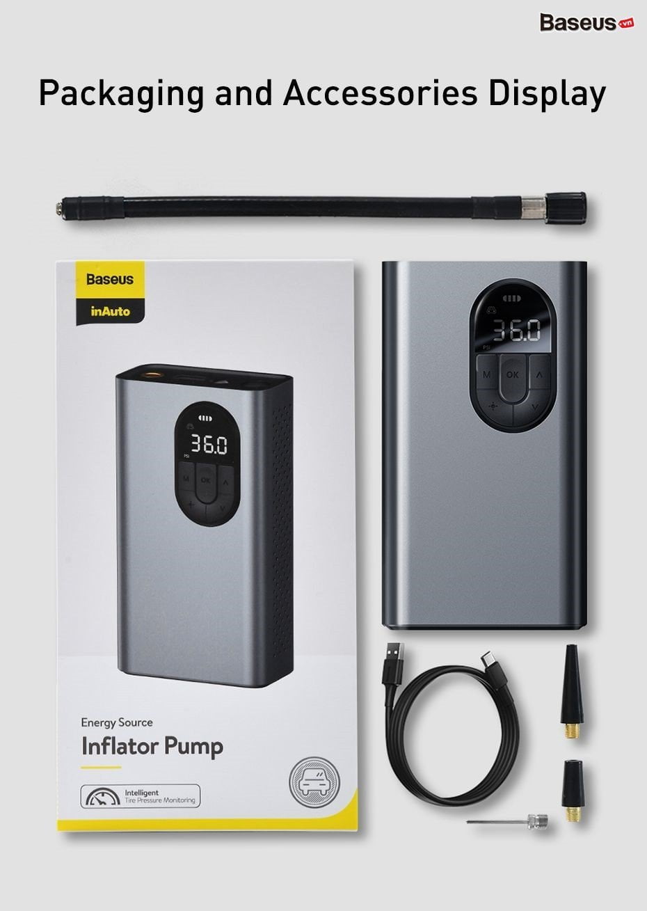 Bơm Lốp Ô Tô Baseus 2500mAh sạc pin