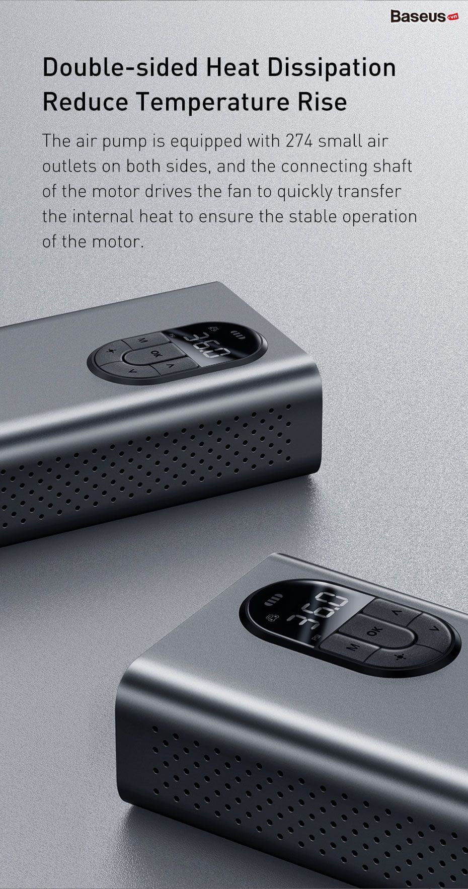 Bơm Lốp Ô Tô Baseus 2500mAh sạc pin