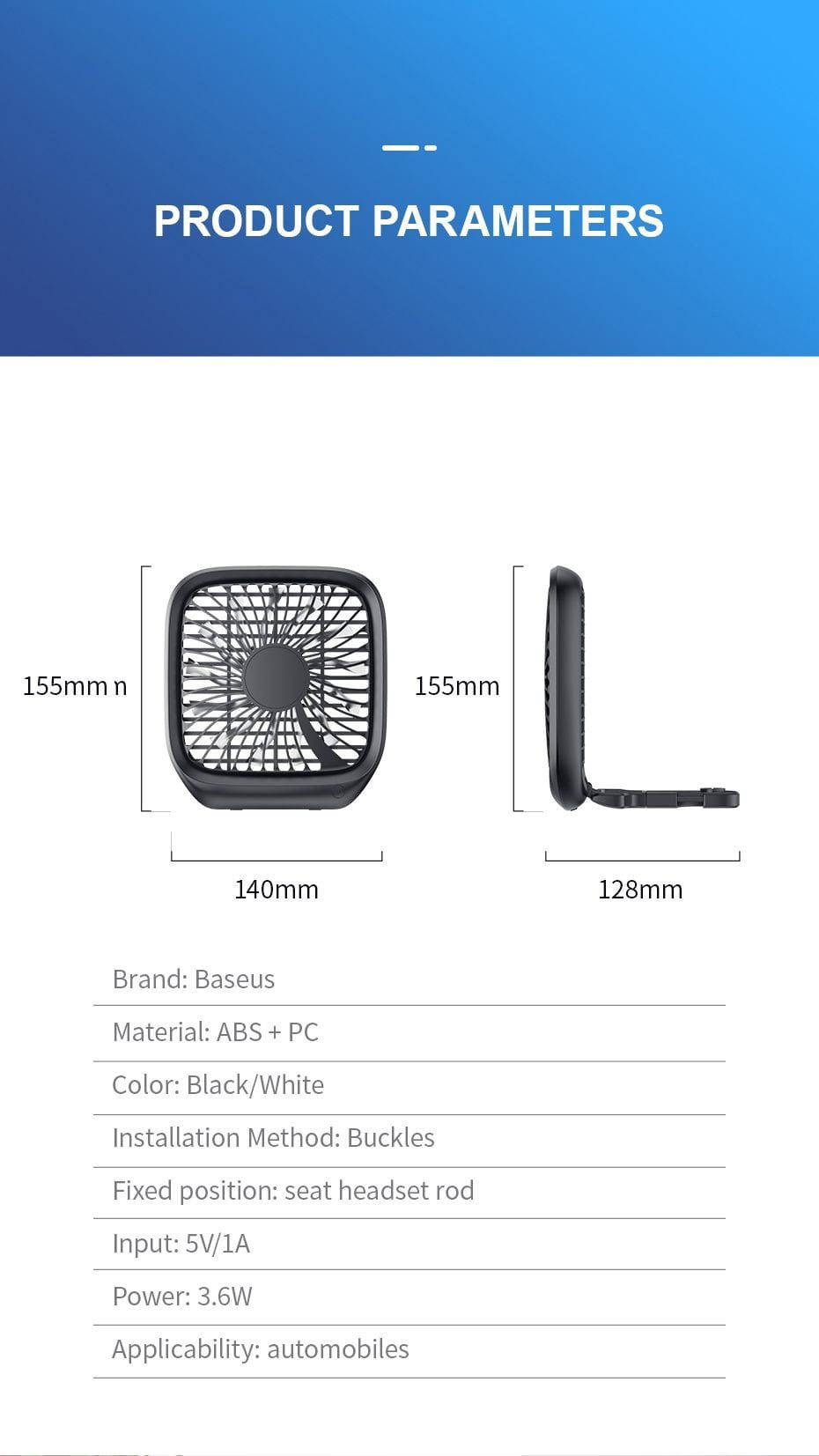 foldable vehicle mounted backseat fan white 19 fef9a2a08e8d4d3f8e3135677f69de50