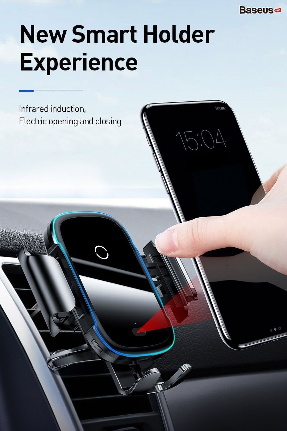 Giá Đỡ Điện Thoại Ô Tô Baseus Light Electric Holder Wireless Charger 15W
