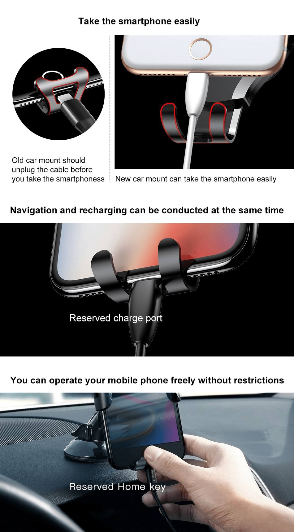 Giá Đỡ Điện Thoại Ô Tô Baseus Osculum Type Gravity Car Mount