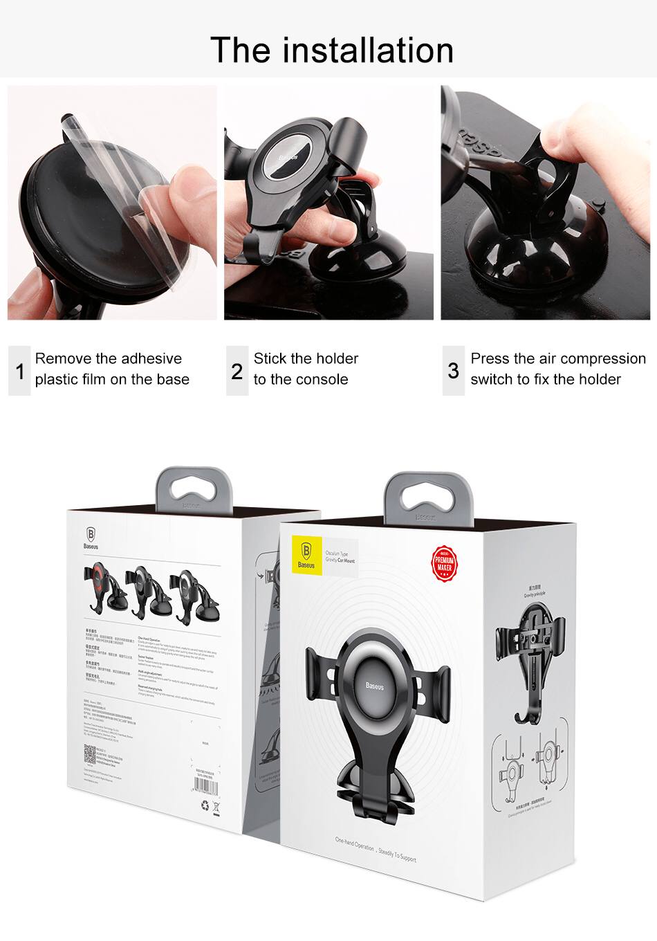 Giá Đỡ Điện Thoại Ô Tô Baseus Osculum Type Gravity Car Mount