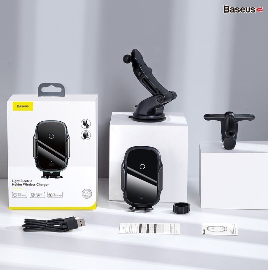 Giá Đỡ Điện Thoại Ô Tô Baseus Light Electric Holder Wireless Charger 15W