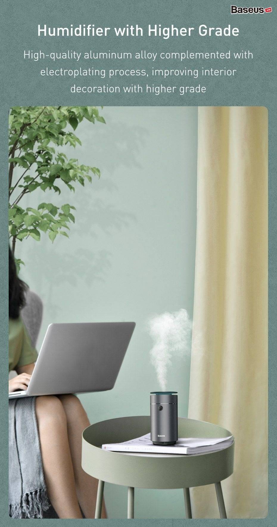 Máy phun sương tạo ẩm Baseus xông tinh dầu Time Aromatherapy Humidifier