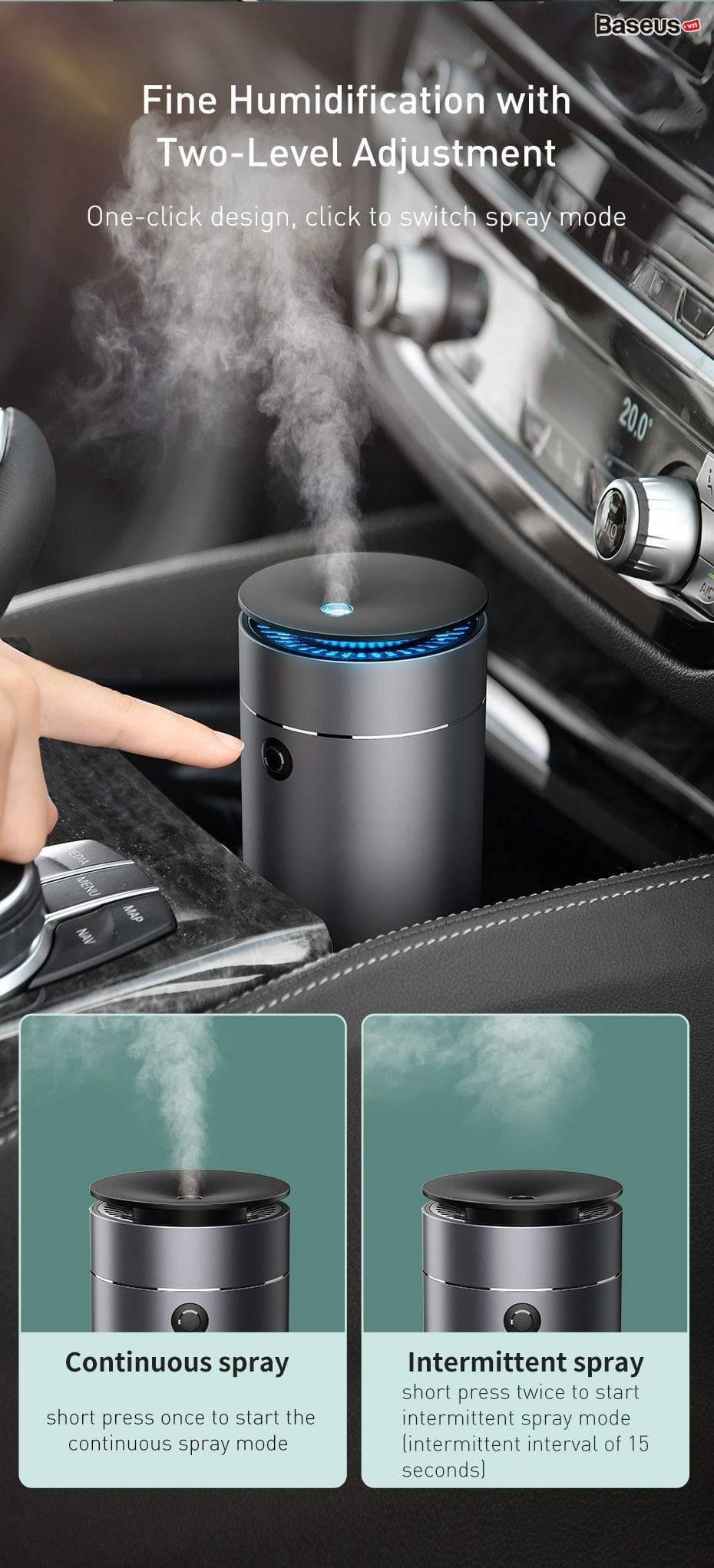 Máy phun sương tạo ẩm Baseus xông tinh dầu Time Aromatherapy Humidifier