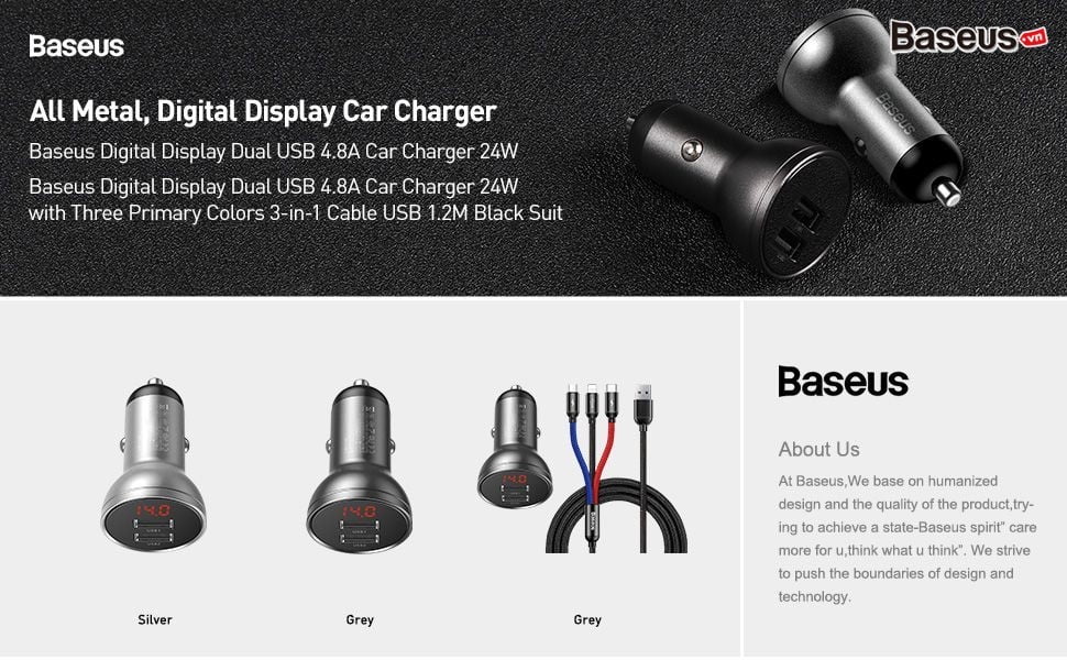 Tẩu chia sạc đa năng ô tô Baseus 24W