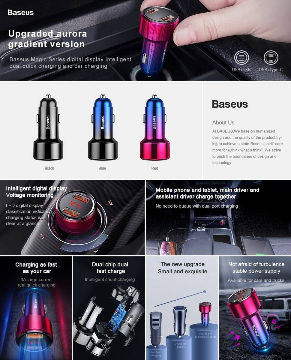 Tẩu Sạc Nhanh Đa Năng Ô Tô Baseus Magic Series PPS 
