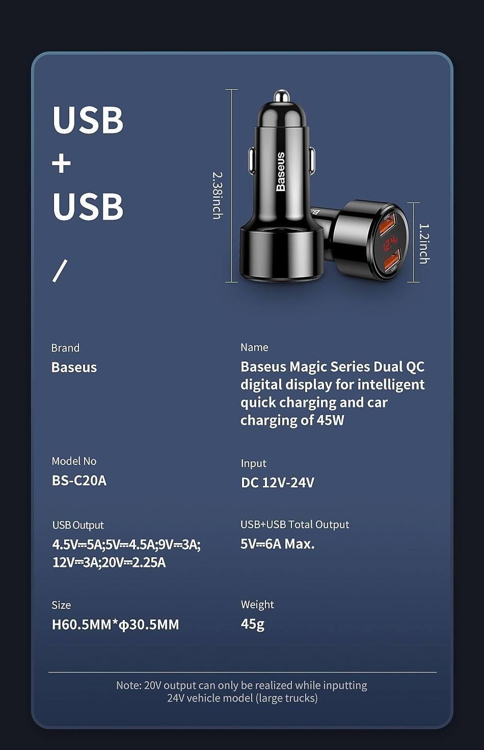 Tẩu Sạc Nhanh Đa Năng Ô Tô Baseus Magic Series PPS 