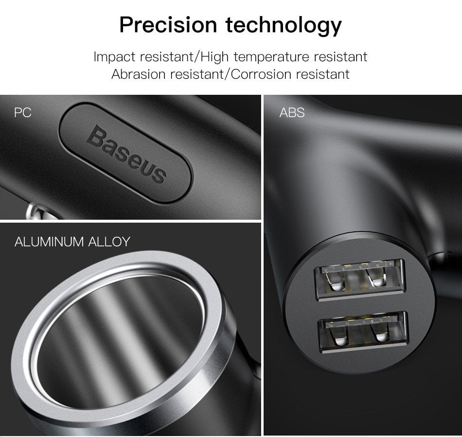 Tẩu Sạc Ô Tô 3 Trong 1 Baseus Y Type Dual USB
