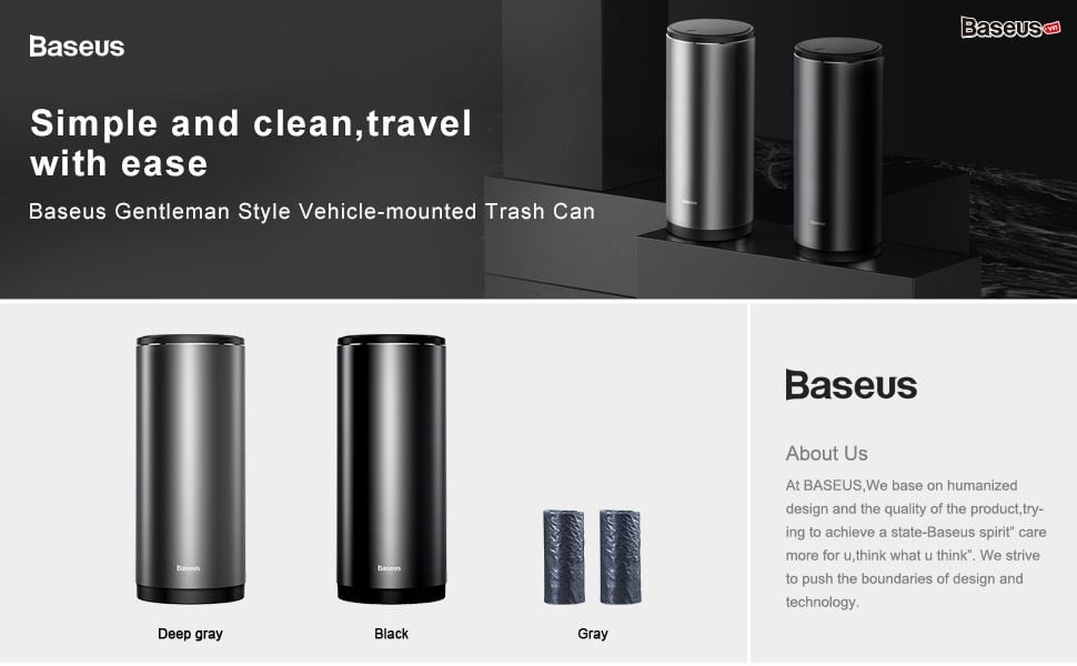 Thùng Rác Mini Baseus Gentleman Style, Chất Liệu Kim Loại, Tiện Dụng Cho Xe Hơi & Bàn Làm Việc