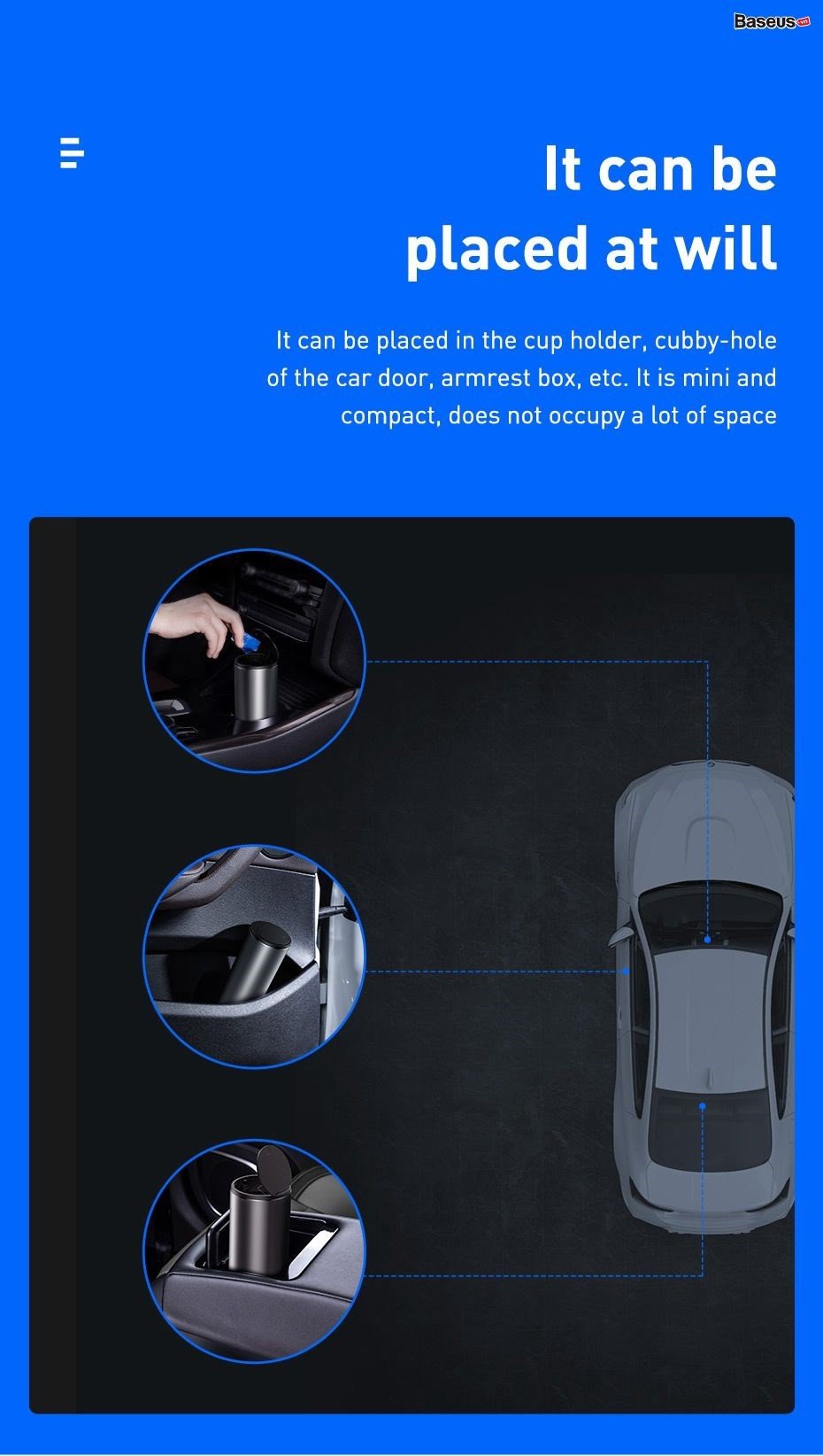 Thùng Rác Mini Baseus Gentleman Style, Chất Liệu Kim Loại, Tiện Dụng Cho Xe Hơi & Bàn Làm Việc

