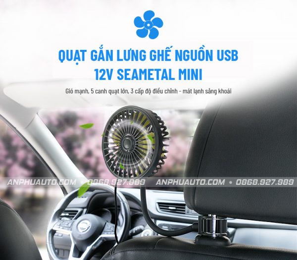 Quat Gan Lung Ghe 12V Seametal Mini Nguon Usb 00013 80